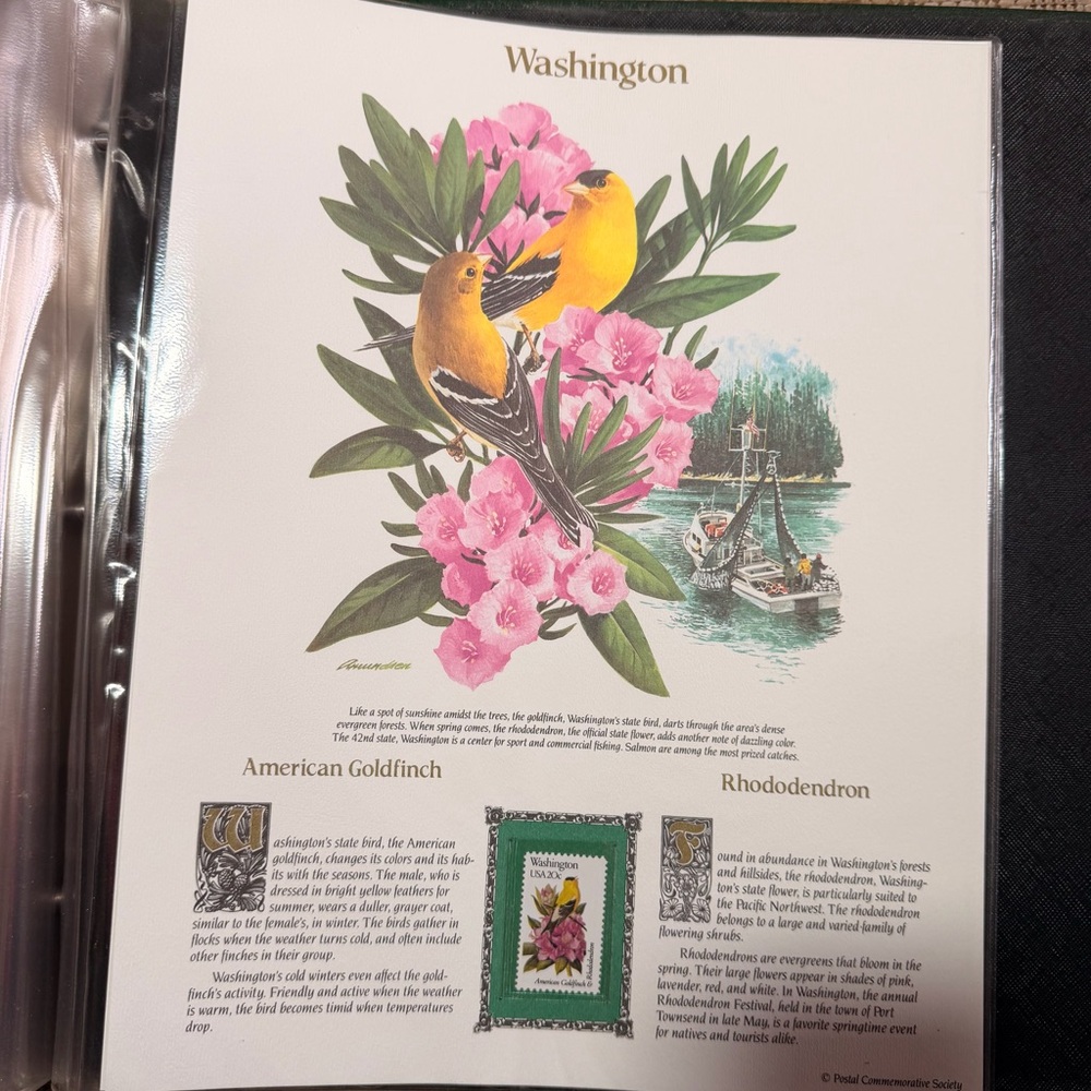 The State Birds & Flowers Commemorative Mint-Stamp Panels - Green Book EXC COND! - Picture 7 of 15